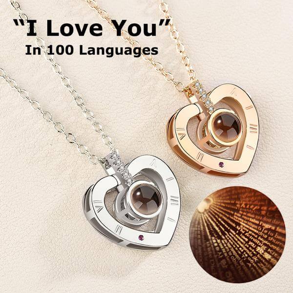 I Love You Heart Necklace 100 Languages Projection