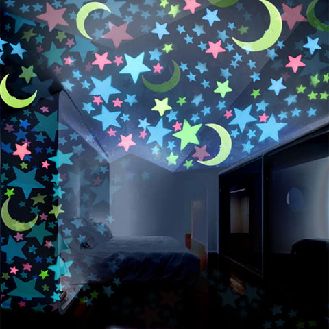 Glow In The Dark Stars Moons Wall Stickers Fluorescent