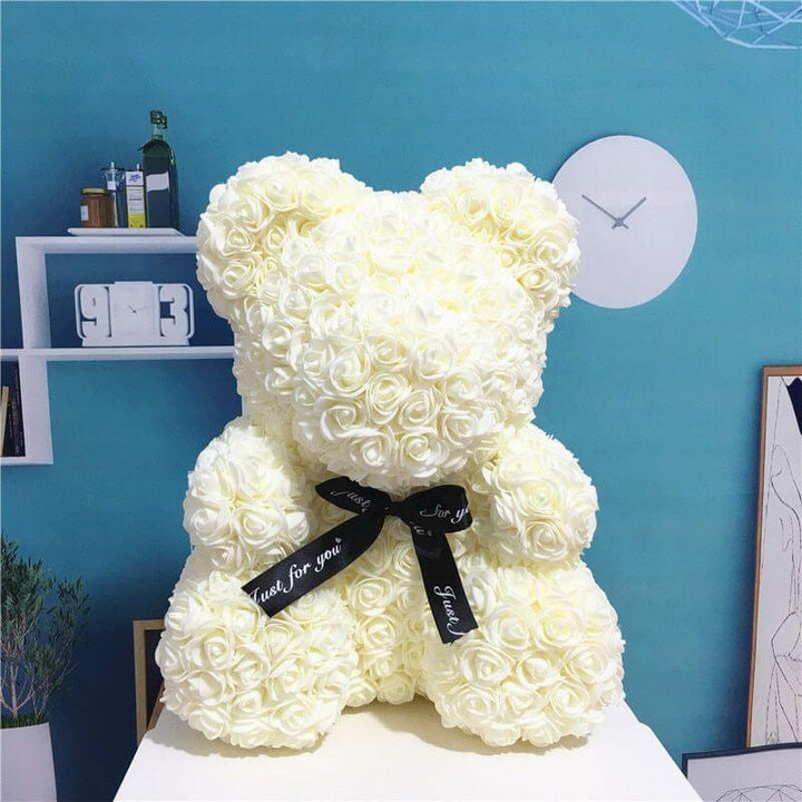 teddy bear roses white