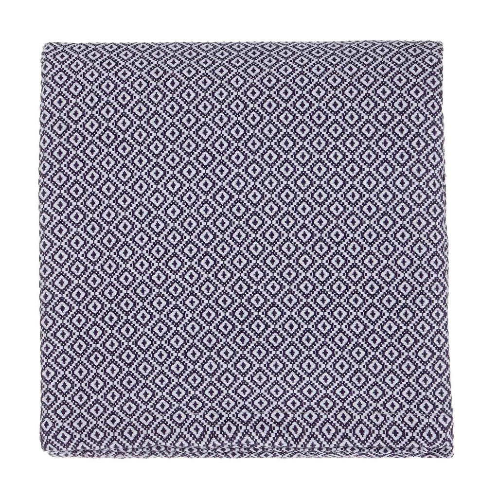 Mondego Cotton Blanket, dark blue & white | URBANARA