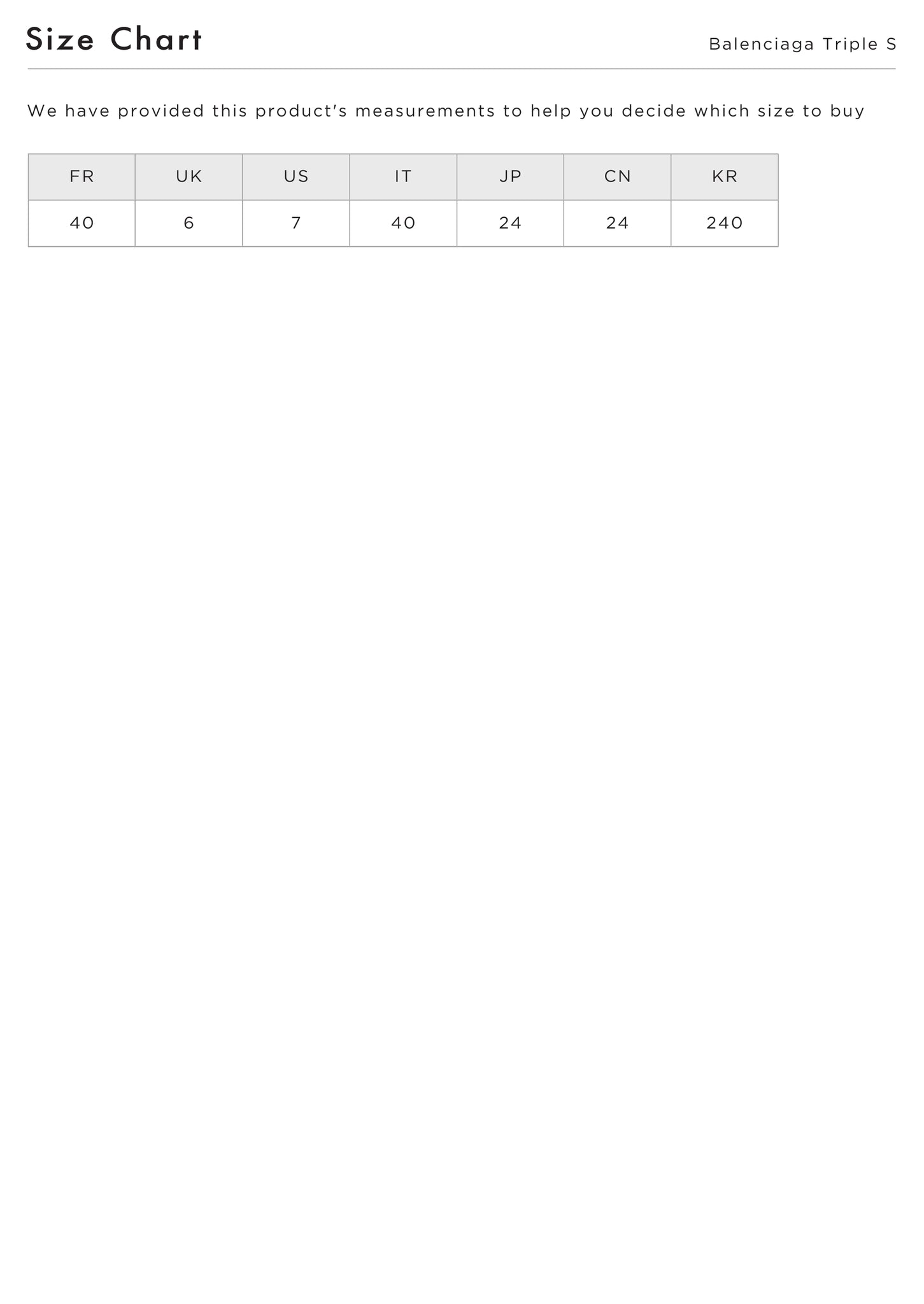 balenciaga triple s sizing chart