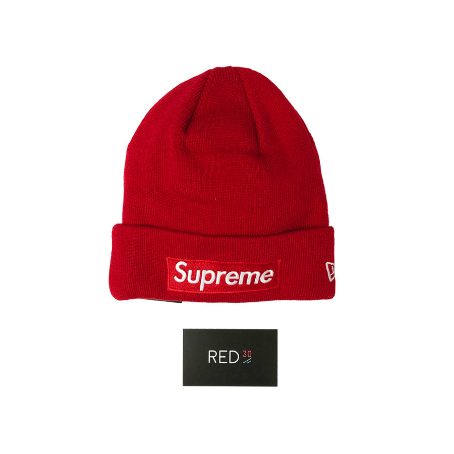 red supreme box logo beanie