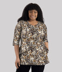 Plus Size General Print Pocketed 3/4 Sleeves Tunic