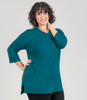 Plus Size V-neck 3/4 Sleeves Tunic