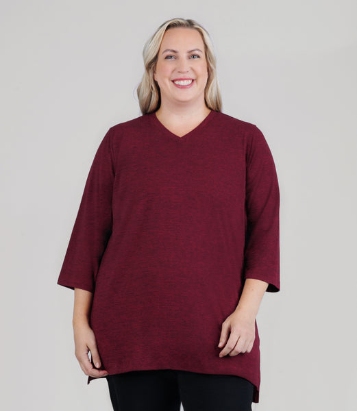 Plus Size V-neck 3/4 Sleeves Tunic