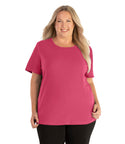 Stretch Naturals Lite Short Sleeve Scoop Neck Top Classic Colors   Xl / Carnation Pink