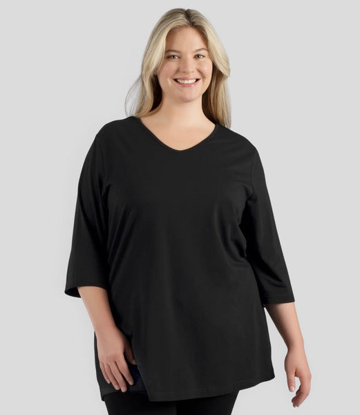 V-neck 3/4 Sleeves Loose Fit Tunic