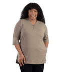 Stretch Naturals Lite 3/4 Sleeve Button Henley With Pockets Classic Colors   Xl / Beachwood