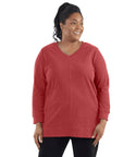 Legacy Cotton Casual V neck Long Sleeve Tunic Classic Colors   Xl / Sedona Red