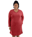 Legacy Cotton Casual Pocketed Long Sleeve Dress Classic Colors   Final Sale   Xl / Sedona Red