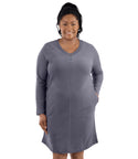 Legacy Cotton Casual Pocketed Long Sleeve Dress Classic Colors   Final Sale   Xl / Misty Grey