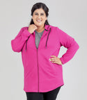 Mavie Cotton Zip Front Hoodie Classic Colors   Xl / Magenta Pink