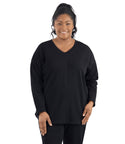 V-neck Long Sleeves Pleated V Back Tunic