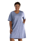 Softwik Short Sleeve Dress With Pockets   1x / Heather Navy