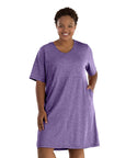 Softwik Short Sleeve Dress With Pockets   1x / Heather Violet