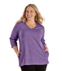 Softwik V neck 3/4 Sleeve Top With Pockets Limited Edition Colors   Xl / Heather Amethyst