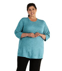 Quiklite Scoop Neck 3/4 Sleeve Top   Final Sale   Xl / Heather Deep Teal