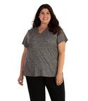 Quiklite V neck Short Sleeve Top   Final Sale   Xl / Heather Charcoal