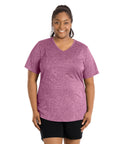 Sunlite V neck Short Sleeve Top   Xl / Heather Ruby