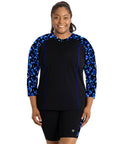 Aquasport Long Sleeve Rash Guard Ocean Blues Print Black   Xl / Ocean Blues Print Black