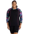 Aquasport Long Sleeve Rash Guard Sunset Palm Print Black   Xl / Sunset Palm Print Black