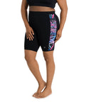 Aquasport Long Fitted Swim Shorts Sunset Palm Print Black   Final Sale   3x / Sunset Palm Print Black