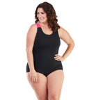 Aquasport Crossback One Piece Swimsuit Pink Black   Final Sale   Xl / Pink/black