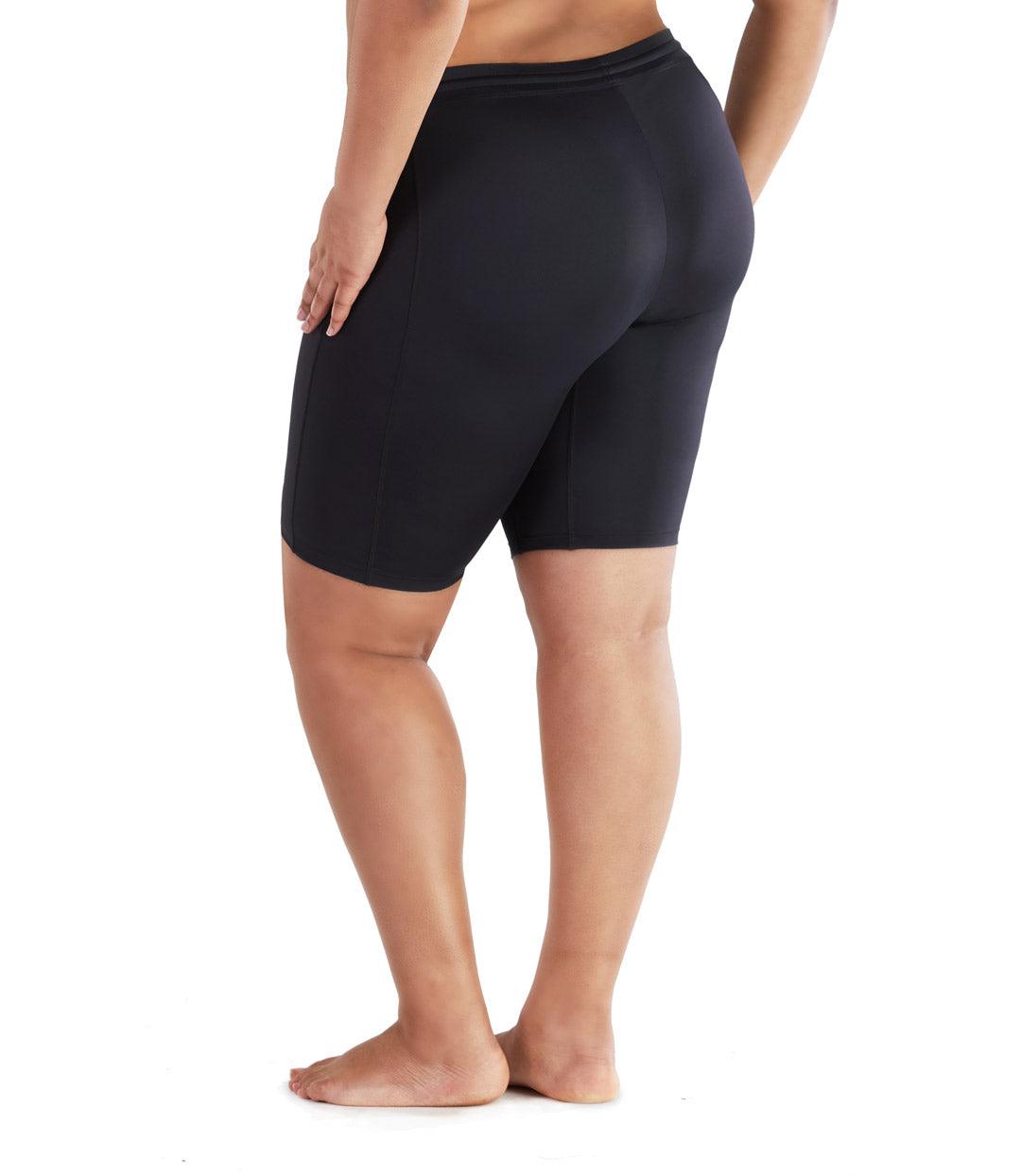 women's plus size swim shorts long