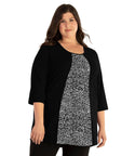 Stretch Naturals Lite 3/4 Sleeve Swing Top Black With Wild Print   Final Sale   Xl / Black Wild Print