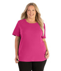 Stretch Naturals Lite Short Sleeve Scoop Neck Top Classic Colors   Xl / Poppy Pink