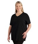 Stretch Naturals Lite Short Sleeve V neck Top Basic Colors   Xl / Black