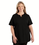 Stretch Naturals Lite Short Sleeve Split Collar Tunic Basic Colors   1x / Black