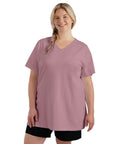 Stretch Naturals Lite V neck Short Sleeve Sleep Top Classic Colors   Final Sale   Xl / Rose