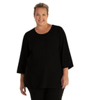 Stretch Naturals Scoop Neck 3/4 Sleeve Top Basic Colors   Xl / Black