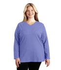 Stretch Naturals Long Sleeve V neck Top Classic Colors   Xl / Cornflower Blue