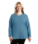 Stretch Naturals Long Sleeve V neck Top Classic Colors   Xl / Dusty Teal