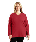 Stretch Naturals Long Sleeve V neck Top Classic Colors   Xl / Lucky Red