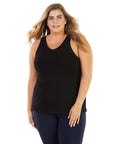 Stretch Naturals Long Support Tank Basic Colors   Xl / Black
