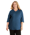 Stretch Naturals Vee Neck Top   Final Sale   Xl / French Blue
