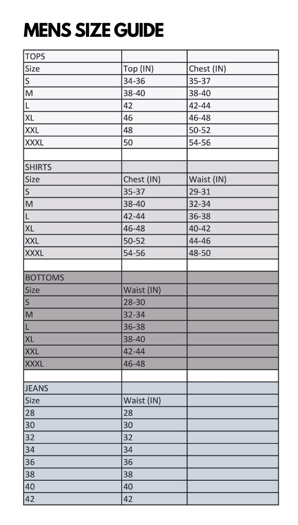 Men's Size Chart