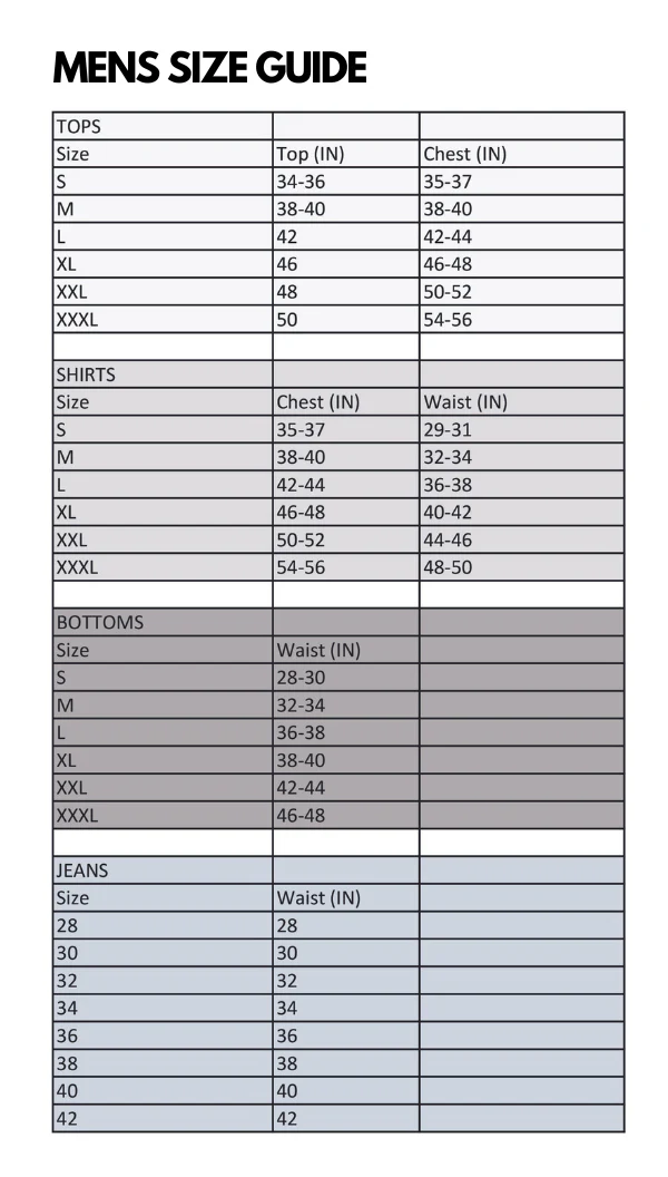 Men's Size Chart