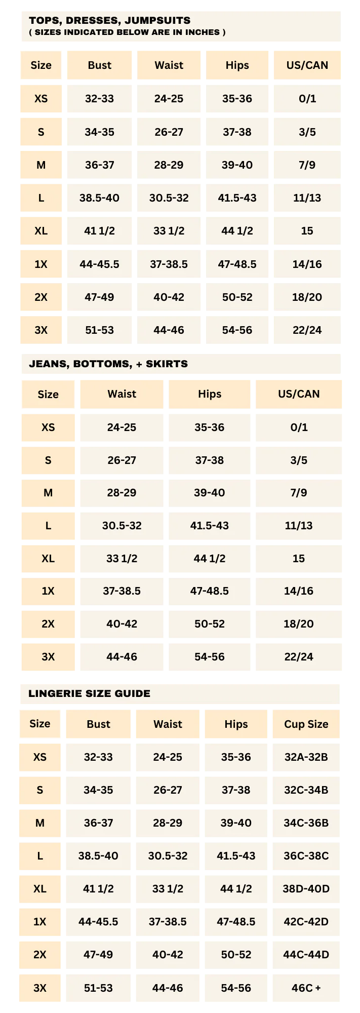 Size Chart