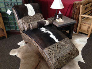 Cowhide And Tooled Leather Chaise Lounge Lorec Ranch Home