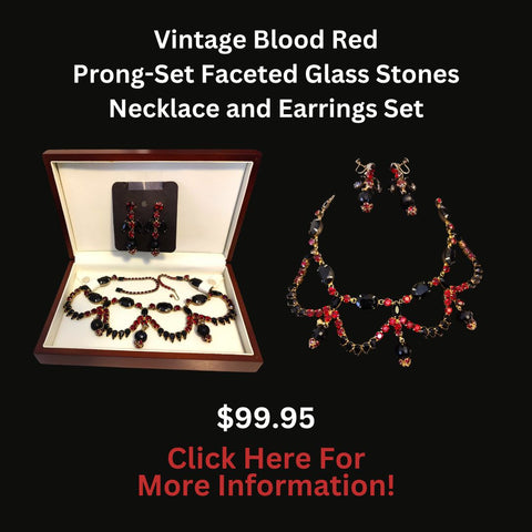 Vintage Blood Red Necklace & Earring Set