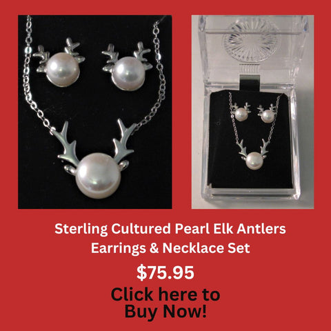 Elk Antlers Pendant & Earrings Set