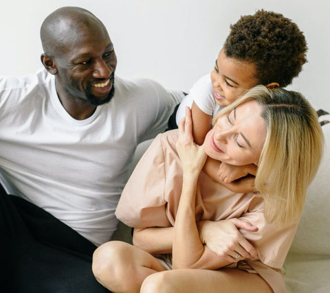 Interracial couple with child