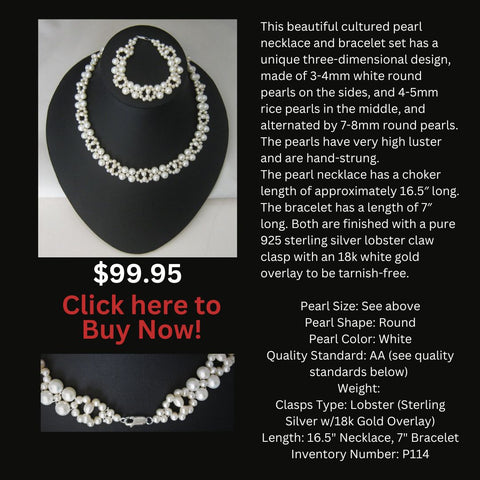 Pearl Necklace & Bracelet Set