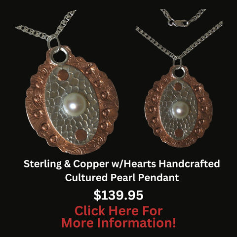 Copper & Sterling Pearl Heart Pendant