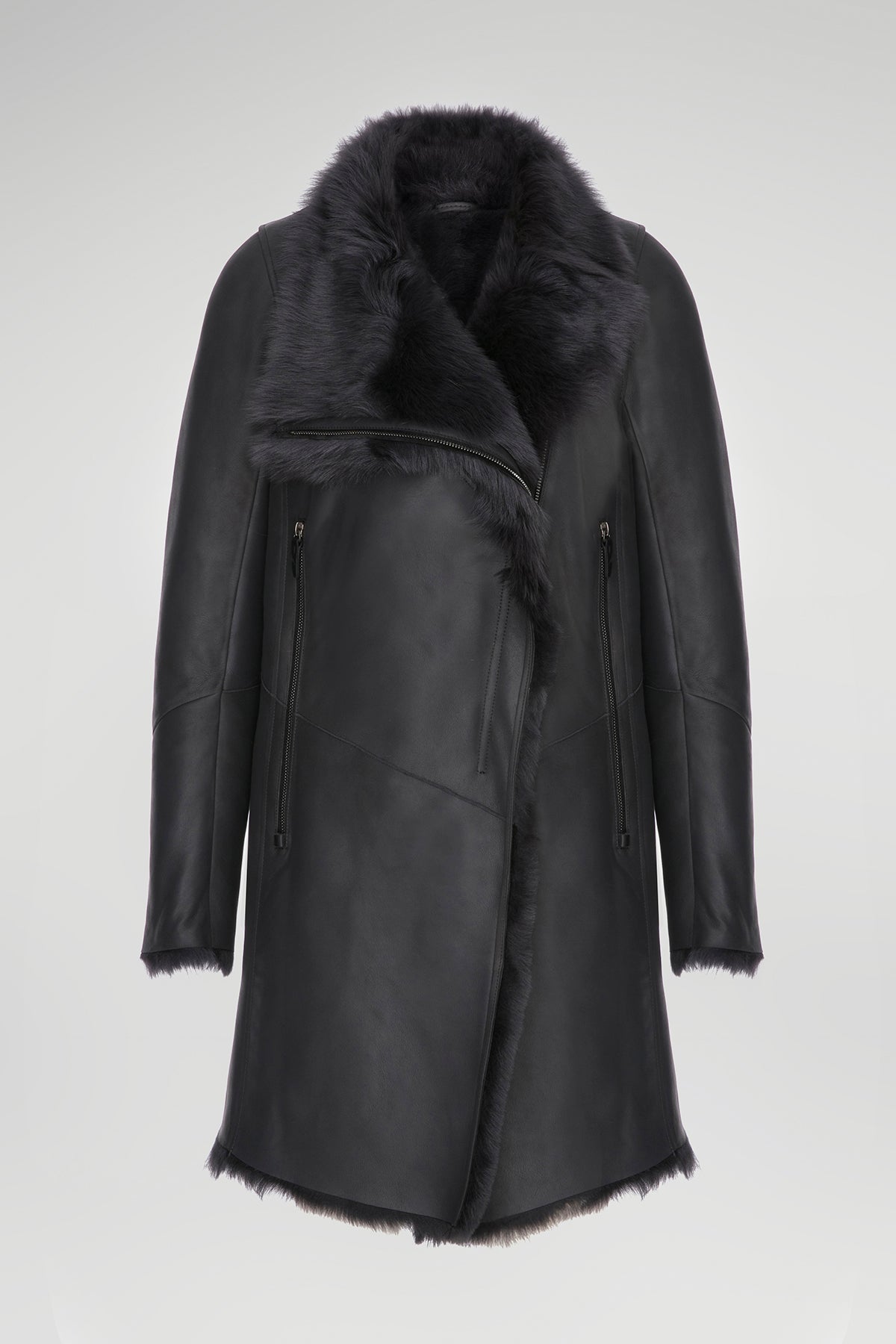 Elena - Anthracite Shearling Coat – V S P