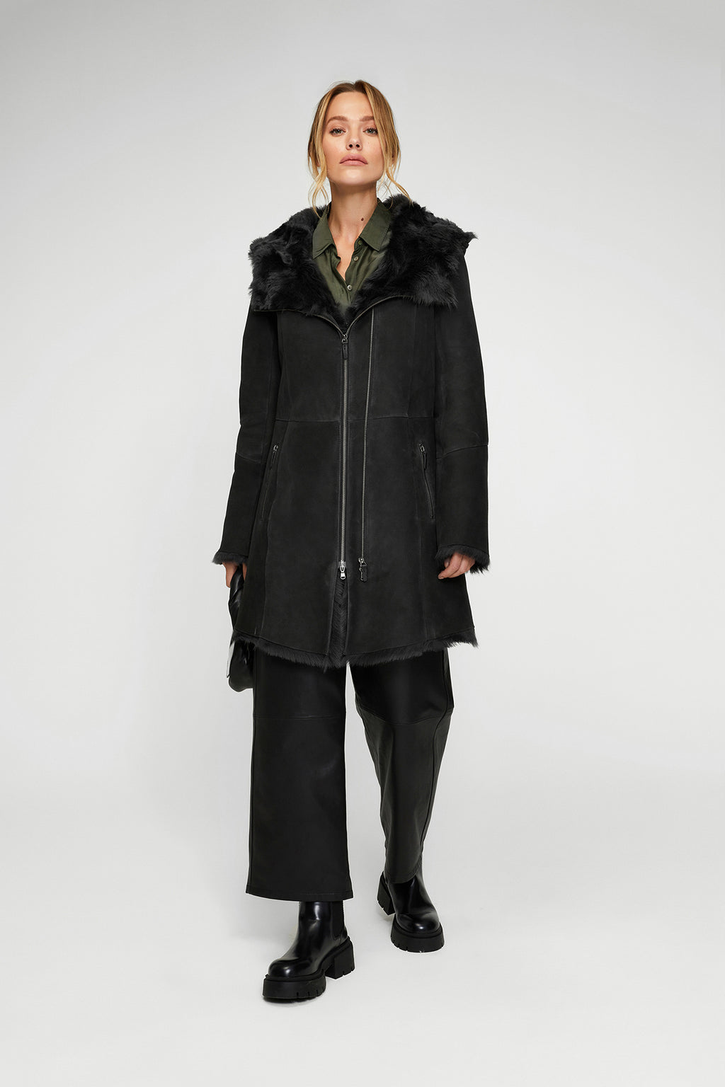 Maisie - Anthracite Shearling Coat – V S P